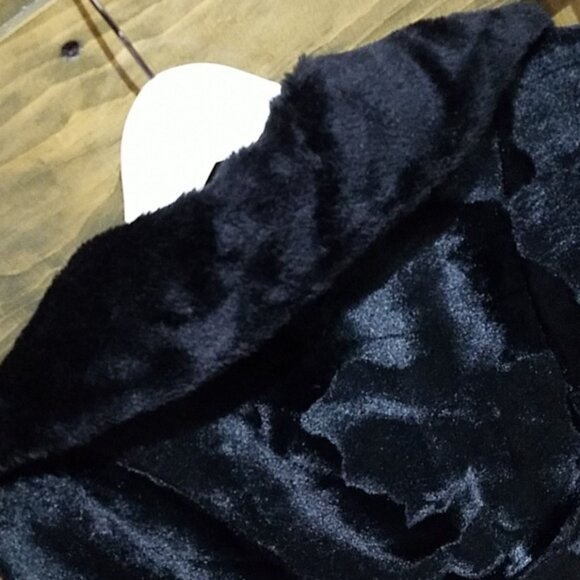 VINTAGE  DOUBLE BREASTED VELVET COAT W FAUX FUR - Picture 13 of 15